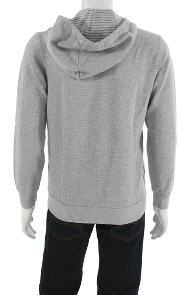 Armani Exchange Mens Full Zip Hoodie Gray Cotton Drawstring Size L