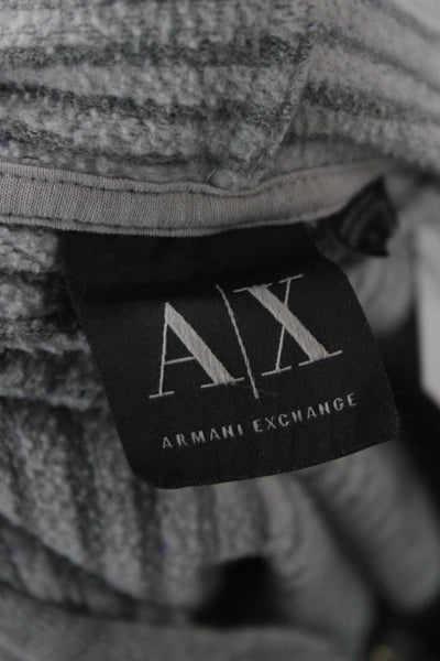 Armani Exchange Mens Full Zip Hoodie Gray Cotton Drawstring Size L