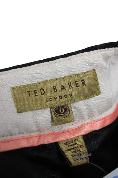 Ted Baker London Womens Ankle Cropped Dress Pants Black Button Size 0