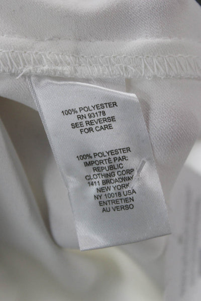 T Tahari Womens Tunic Blouse White Collared Long Sleeve Button Polyester Size L