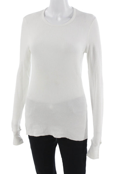 Splendid Womens Basic T-Shirt White Long Sleeve Crew Neck Size XL