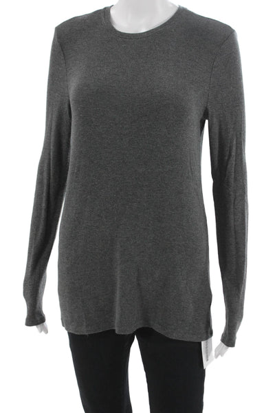 ATM Womens Basic Long Sleeve Crew Neck Dark Gray T-Shirt Size L