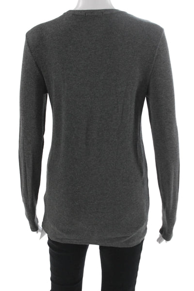 ATM Womens Basic Long Sleeve Crew Neck Dark Gray T-Shirt Size L