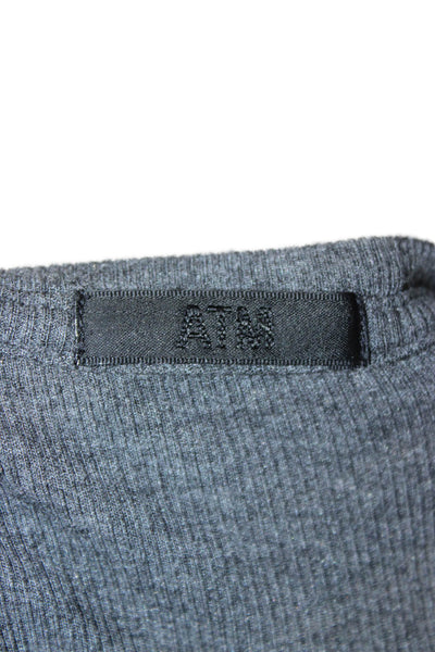 ATM Womens Basic Long Sleeve Crew Neck Dark Gray T-Shirt Size L