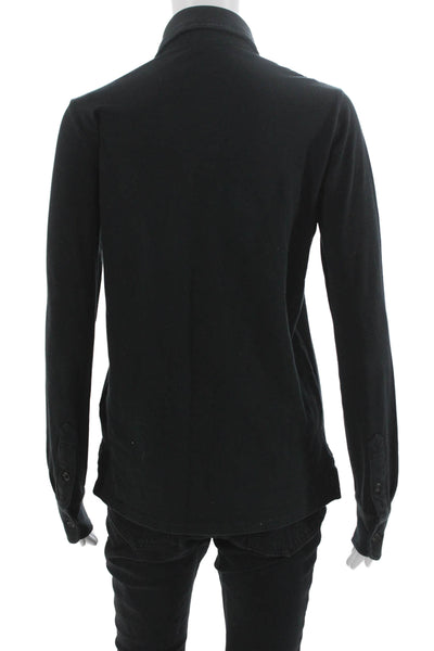 Ralph Lauren Blue Label Womens Black Collared Button Long Sleeve Polo Size L