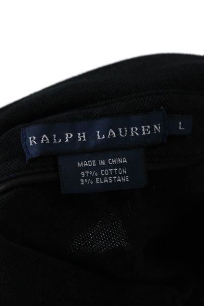 Ralph Lauren Blue Label Womens Black Collared Button Long Sleeve Polo Size L
