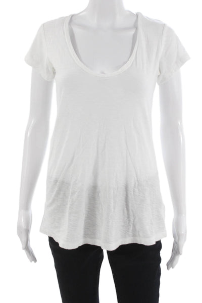 Standard James Perse Womens White Cotton Scoop Neck Tee Short Sleeve Size 2