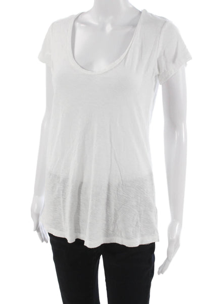 Standard James Perse Womens White Cotton Scoop Neck Tee Short Sleeve Size 2