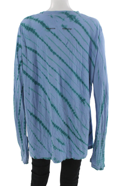 Proenza Schouler Women Striped Blue Long Sleeve T-Shirt Size M