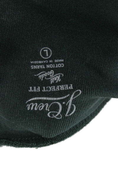 J Crew Womens Basic Cotton Long Sleeve Crew Neck T-Shirt Green Size L