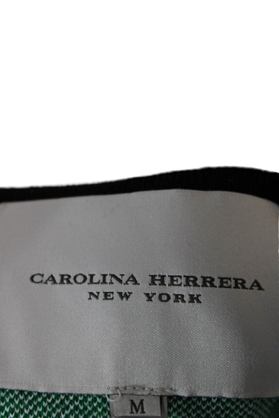 Carolina Herrera Womens Black Floral Sweater Dress 3/4 Sleeve Size M