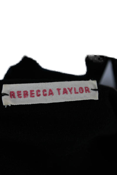 Rebecca Taylor Womens Sweater Dress Mini Black V Neck 3/4 Sleeve Size XS
