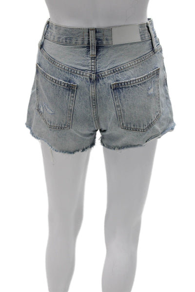 Pistola Women Cut-Off Shorts Blue Cotton Button Size 24