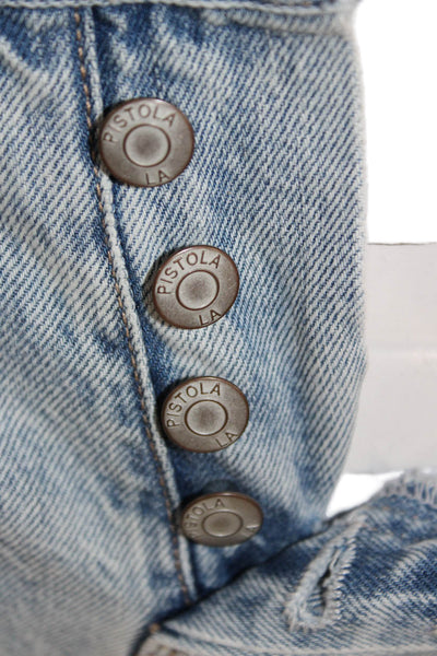 Pistola Women Cut-Off Shorts Blue Cotton Button Size 24
