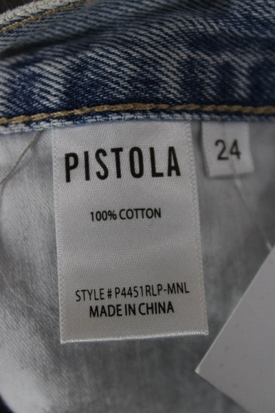 Pistola Women Cut-Off Shorts Blue Cotton Button Size 24