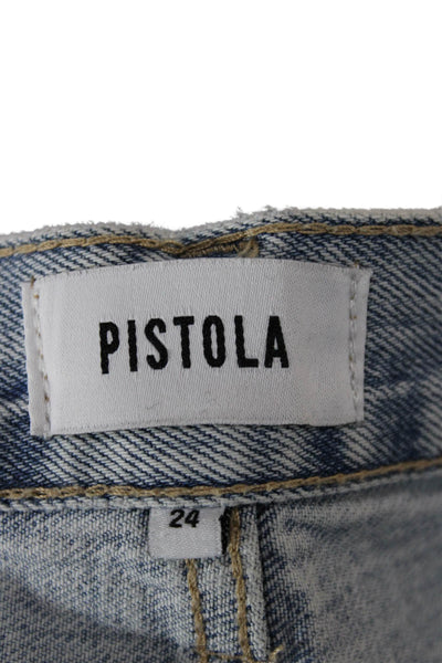 Pistola Women Cut-Off Shorts Blue Cotton Button Size 24