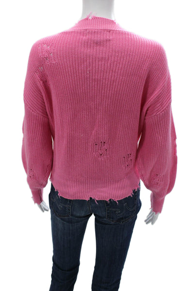 Ser.O.Ya Unisex Pink Cotton V-Neck Pullover Sweaters Long Sleeve Size S