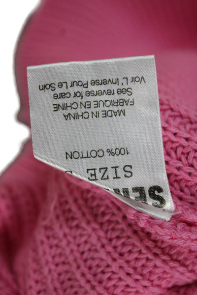 Ser.O.Ya Unisex Pink Cotton V-Neck Pullover Sweaters Long Sleeve Size S