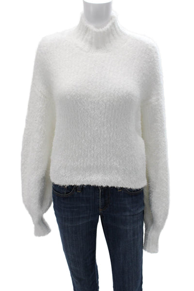 NA-KD Womens Pullover Sweater Mock Neck Long Sleeve White Polyester Size S
