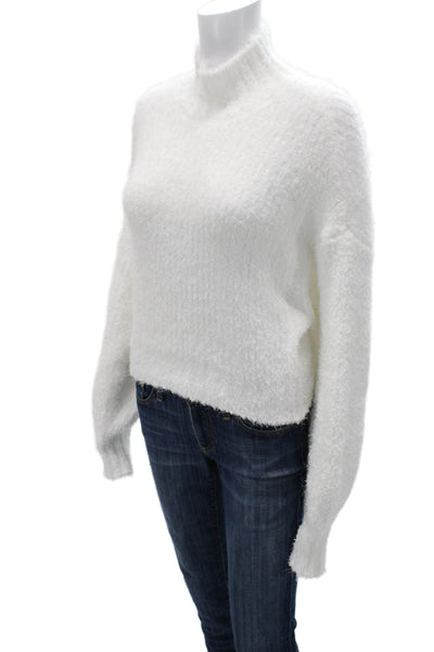 NA-KD Womens Pullover Sweater Mock Neck Long Sleeve White Polyester Size S