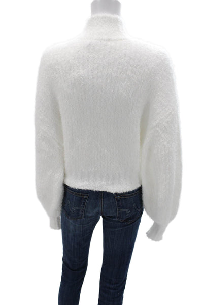 NA-KD Womens Pullover Sweater Mock Neck Long Sleeve White Polyester Size S