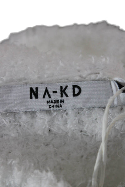 NA-KD Womens Pullover Sweater Mock Neck Long Sleeve White Polyester Size S
