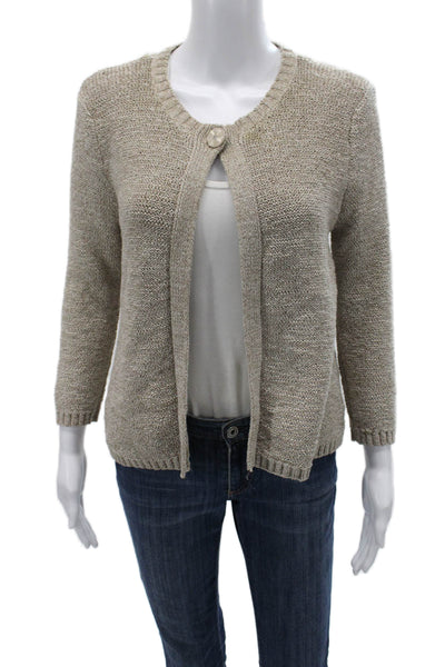 Carole Little Unisex Beige Cardigan 3/4 Sleeve Round Neck Size M