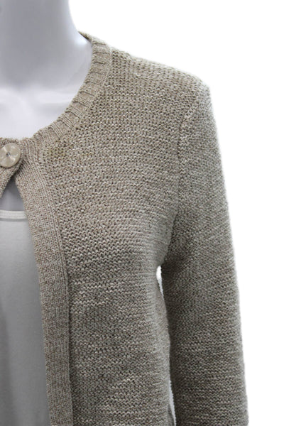 Carole Little Unisex Beige Cardigan 3/4 Sleeve Round Neck Size M