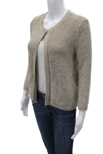 Carole Little Unisex Beige Cardigan 3/4 Sleeve Round Neck Size M