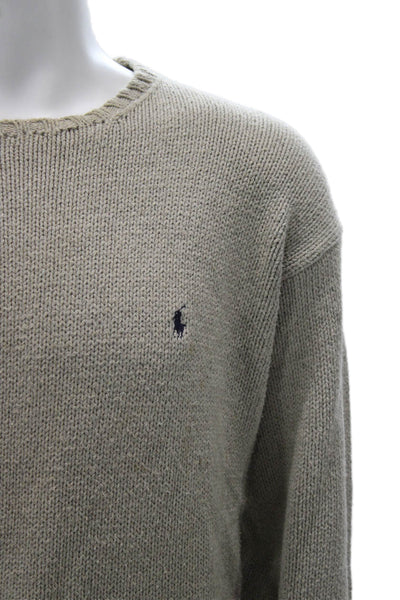 Polo Ralph Lauren Mens Pullover Sweater Beige Cotton Crewneck Size L