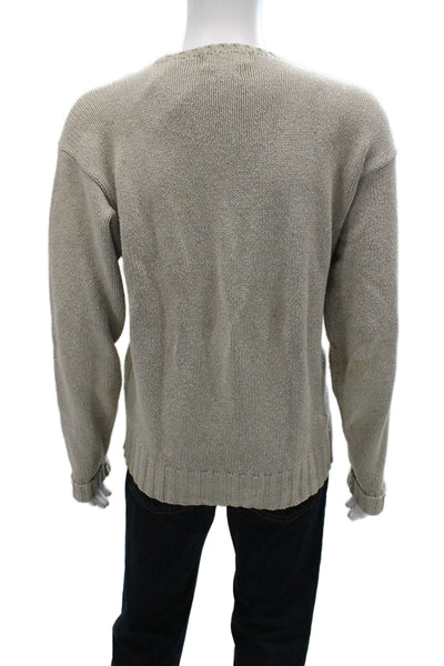 Polo Ralph Lauren Mens Pullover Sweater Beige Cotton Crewneck Size L