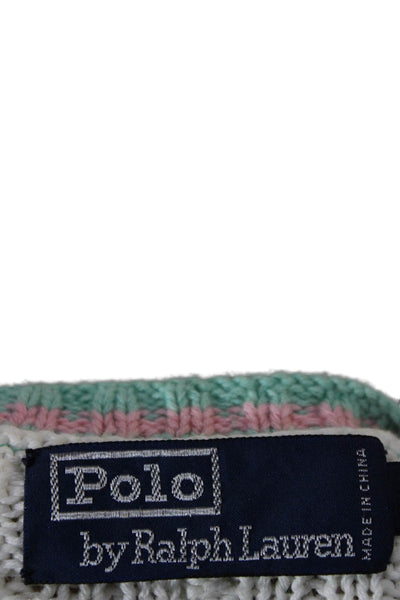 Polo Ralph Lauren Mens White Cotton V-Neck Pullover Sweater Long Sleeve Size XL