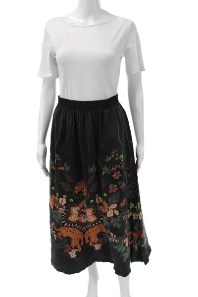 Caballero Collection Womens Peasant Maxi Floral Black Skirt Size S