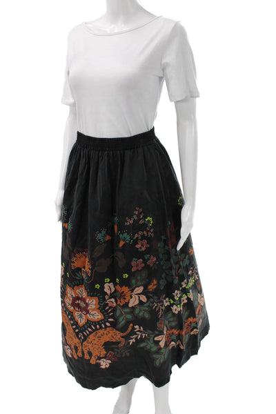Caballero Collection Womens Peasant Maxi Floral Black Skirt Size S