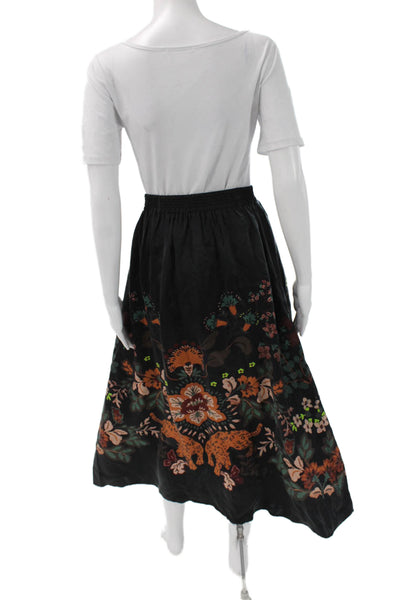 Caballero Collection Womens Peasant Maxi Floral Black Skirt Size S