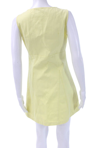 MINKPINK Women Yellow A-Line Mini Sundress Cotton V-Neck Sleeveless Size S