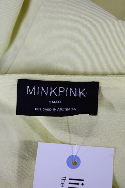 MINKPINK Women Yellow A-Line Mini Sundress Cotton V-Neck Sleeveless Size S