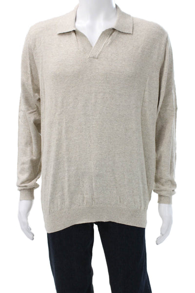 Rodd & Gunn Mens Beige Cotton Collared Pullover Sweater Long Sleeve Size L