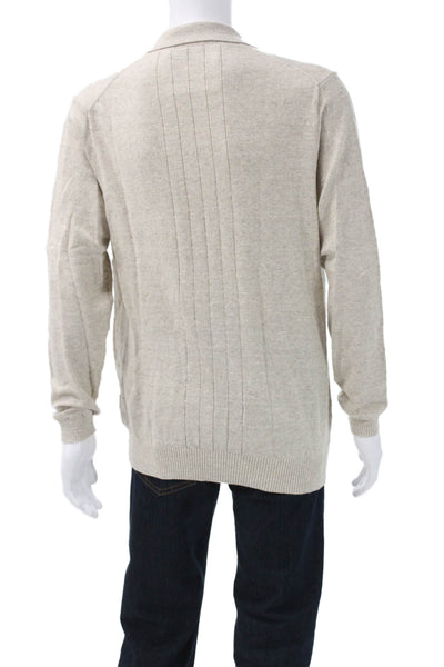 Rodd & Gunn Mens Beige Cotton Collared Pullover Sweater Long Sleeve Size L
