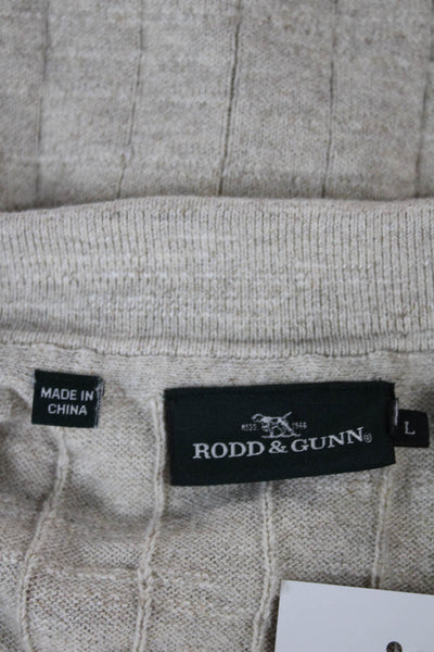 Rodd & Gunn Mens Beige Cotton Collared Pullover Sweater Long Sleeve Size L