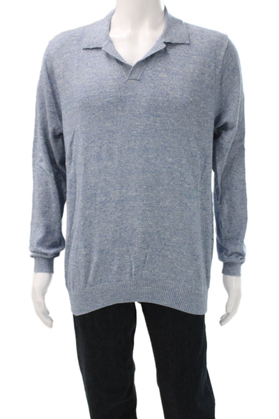 Rodd & Gunn Men Pullover Cotton Collared Blue Long Sleeve Classic Size L