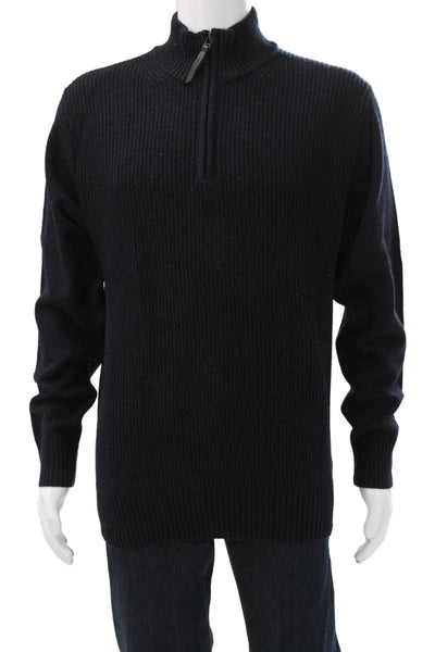 Rodd & Gunn Mens Mock Neck Zip Pullover Black Lambswool Size L