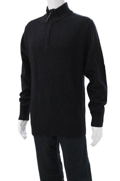 Rodd & Gunn Mens Mock Neck Zip Pullover Black Lambswool Size L