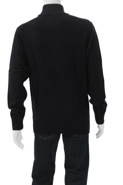 Rodd & Gunn Mens Mock Neck Zip Pullover Black Lambswool Size L