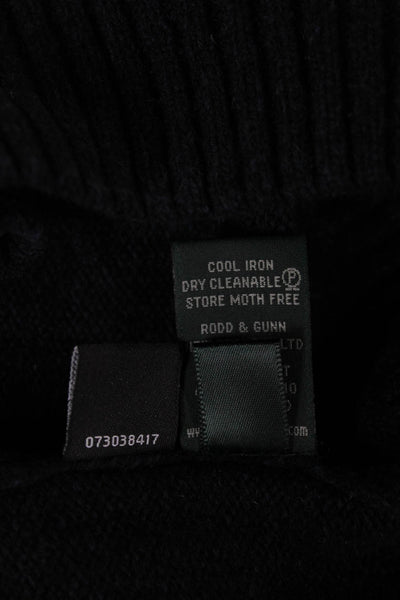 Rodd & Gunn Mens Mock Neck Zip Pullover Black Lambswool Size L