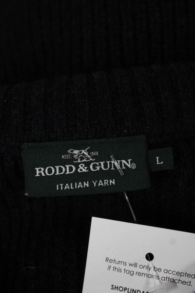 Rodd & Gunn Mens Mock Neck Zip Pullover Black Lambswool Size L
