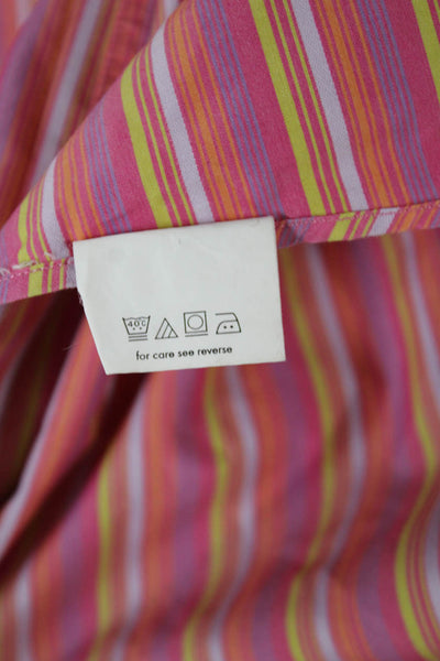 BCBGMAXAZRIA Women Pink Striped Collared Button Up Tunic Long Sleeve Size XL
