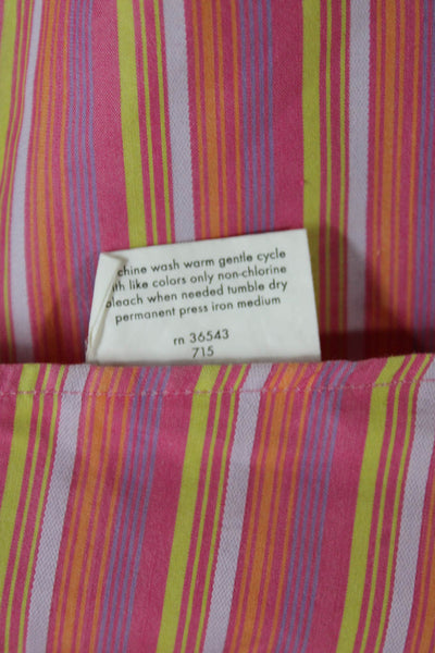 BCBGMAXAZRIA Women Pink Striped Collared Button Up Tunic Long Sleeve Size XL