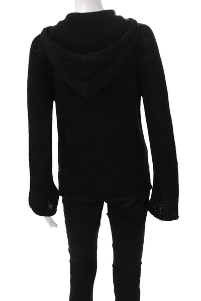 Max Studio Womens Full-zip Hoodie Black Drawstring Long Sleeve Gothic Size L