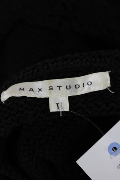 Max Studio Womens Full-zip Hoodie Black Drawstring Long Sleeve Gothic Size L